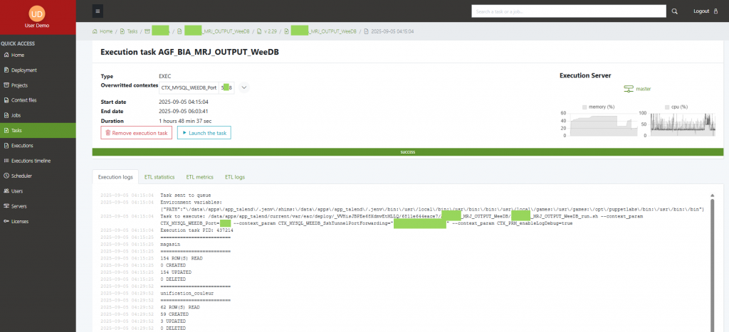 eac execution task logs page new