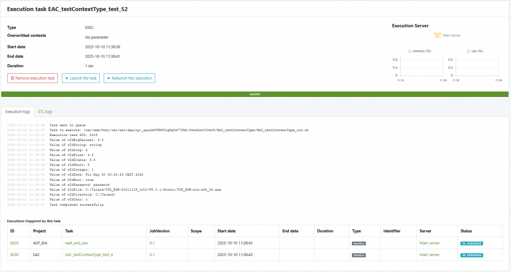 workflow execution logs table  
